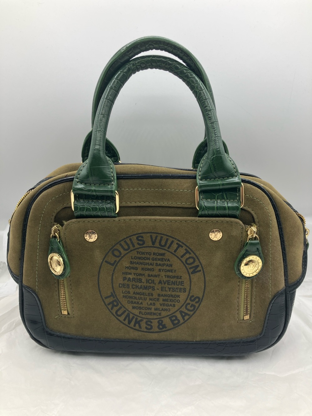 Unbrand velvet green + crocodile texture  green fashion